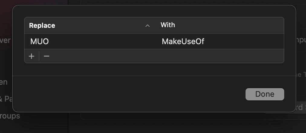 Удаление замены текста на Mac