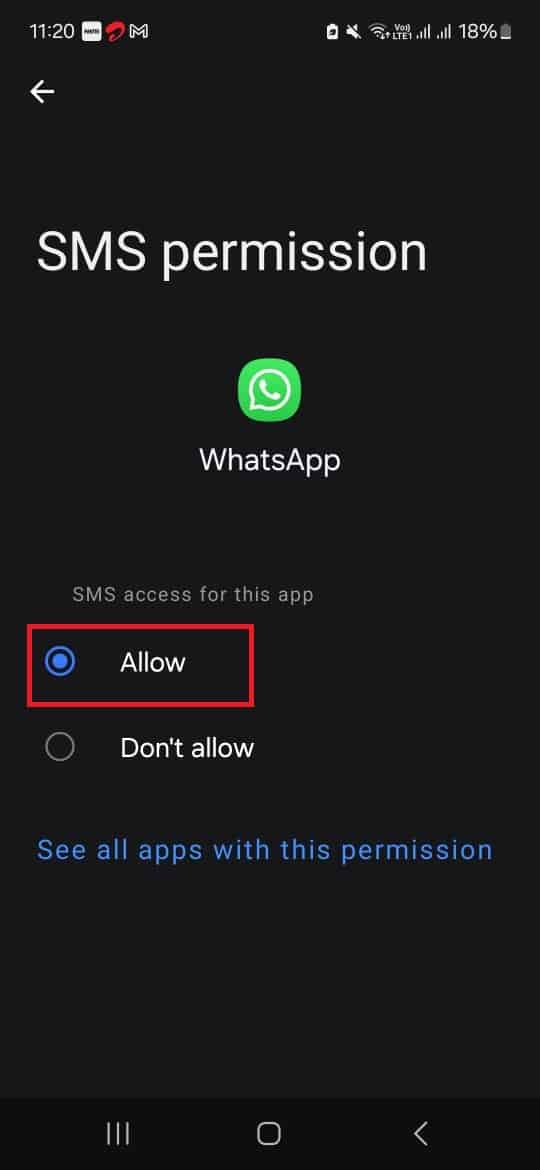 Permitir SMS en WhatsApp