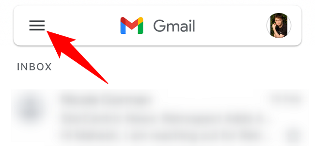 Выберите меню в Gmail (три полосы).