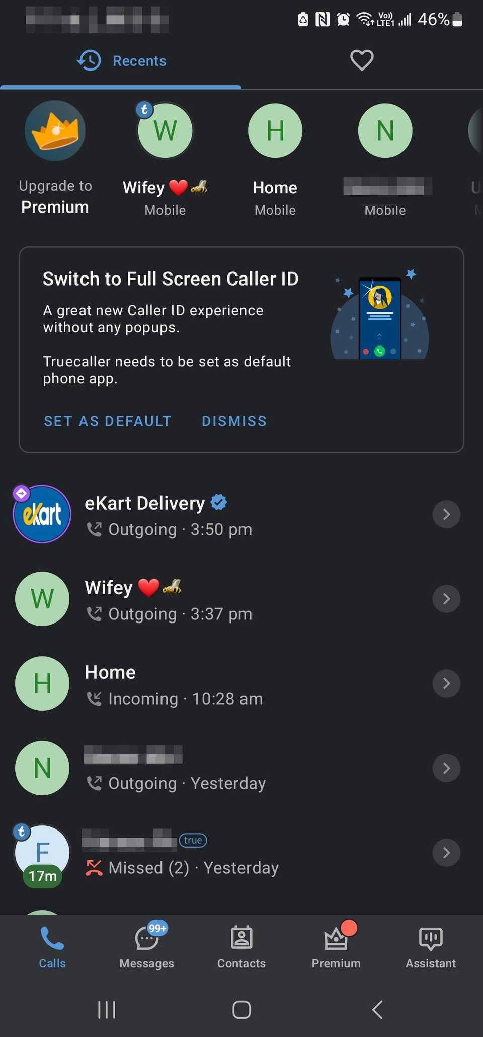 Журнал звонков в Truecaller на Android