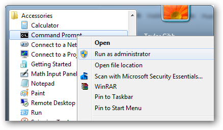 Скриншот: запуск командной строки от имени администратора
