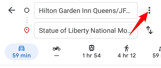 Нажмите три точки в правом верхнем углу Google Maps.