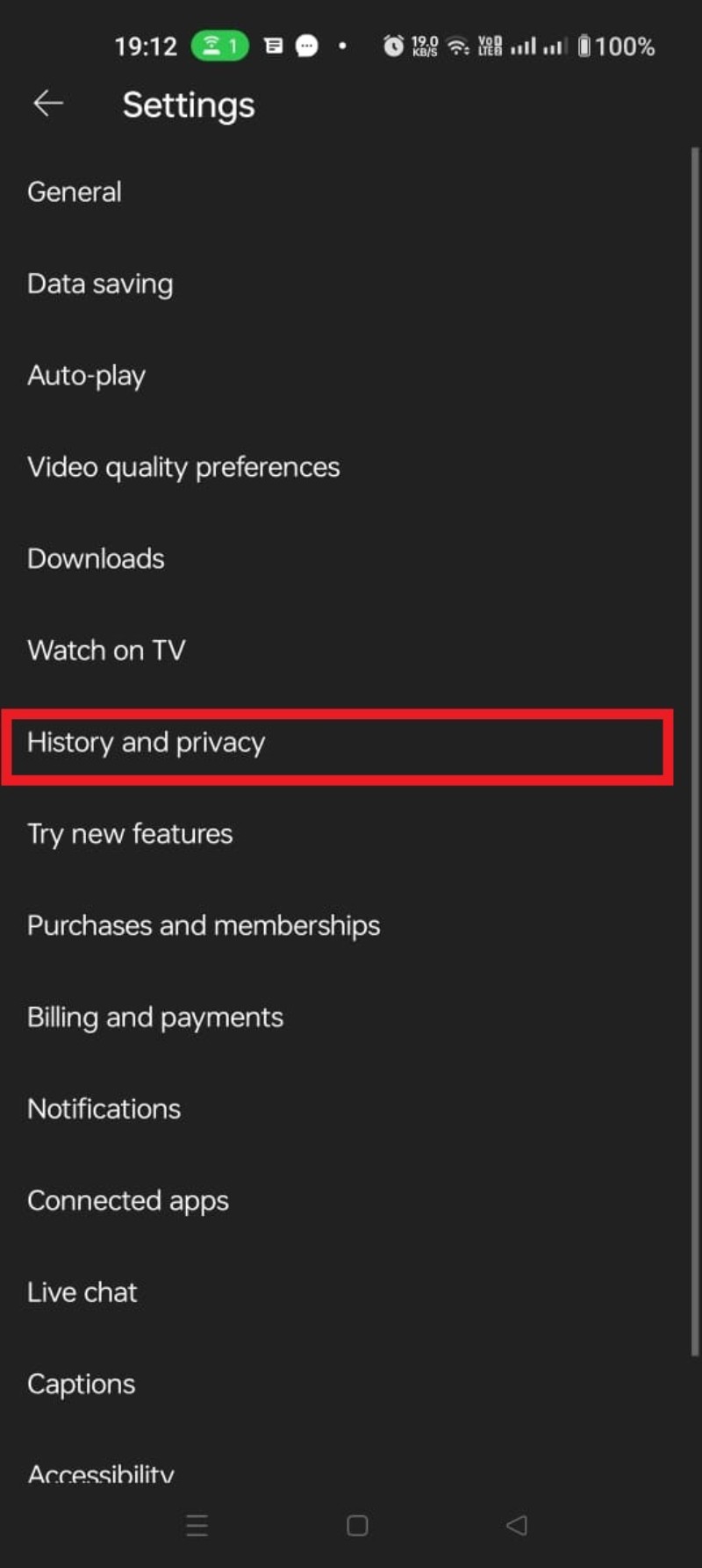 Bouton pour effacer l'historique de lecture dans l'application Android