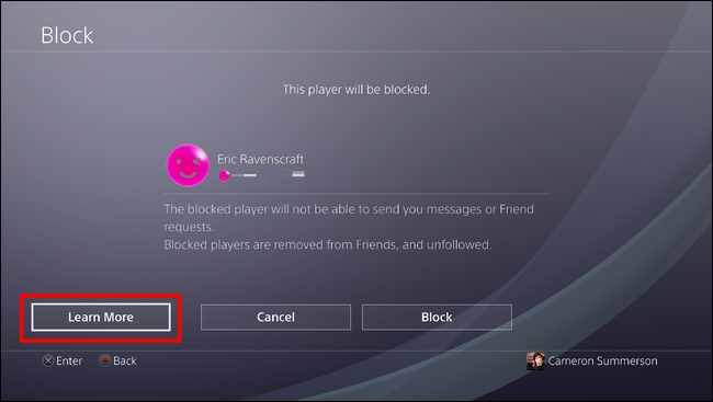 Экран с описанием последствий блокировки пользователя