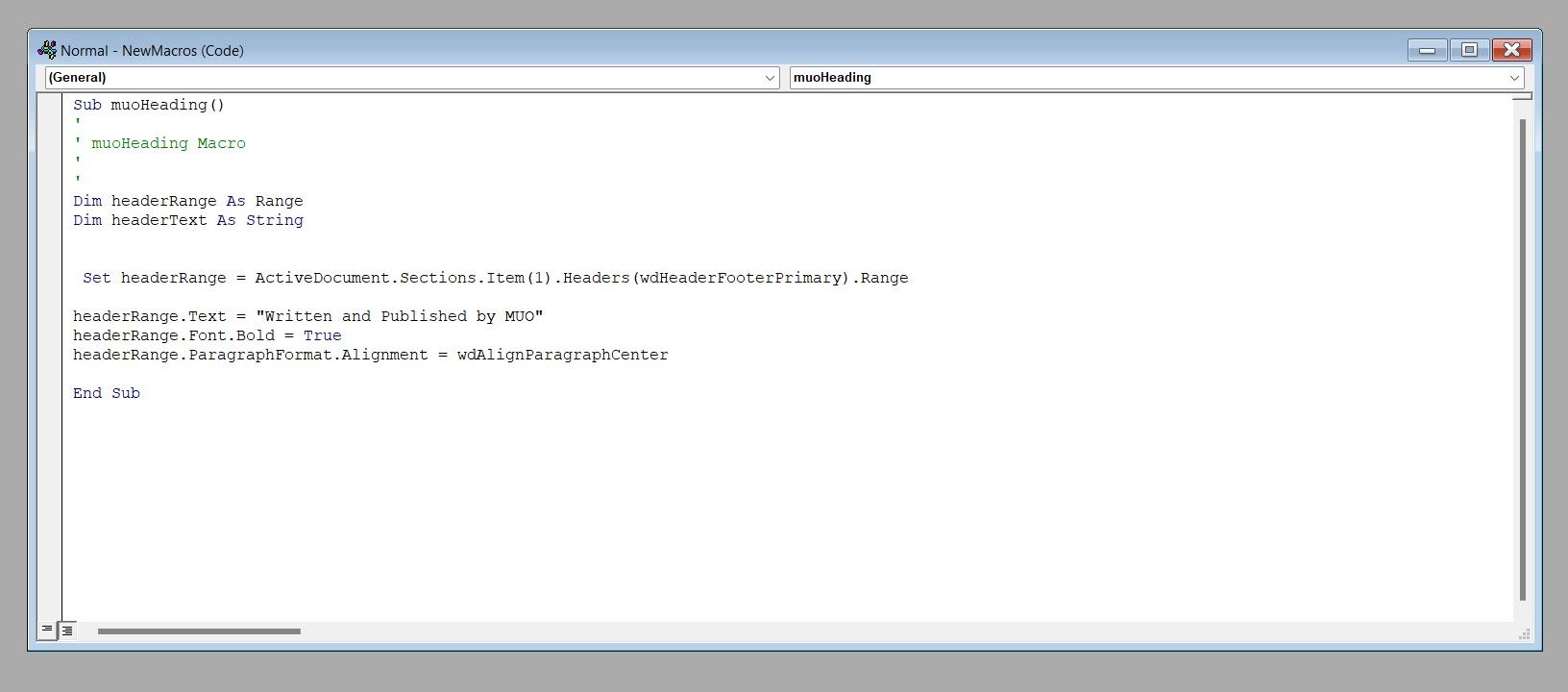 Макрос для вставки текста в заголовок