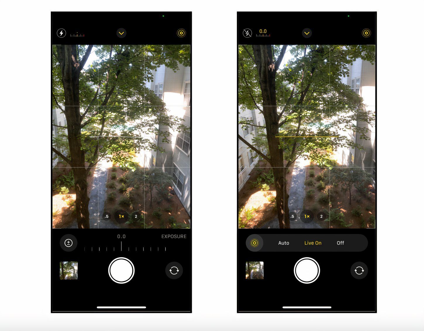 Регулировка экспозиции и съёмка Live Photo на iPhone