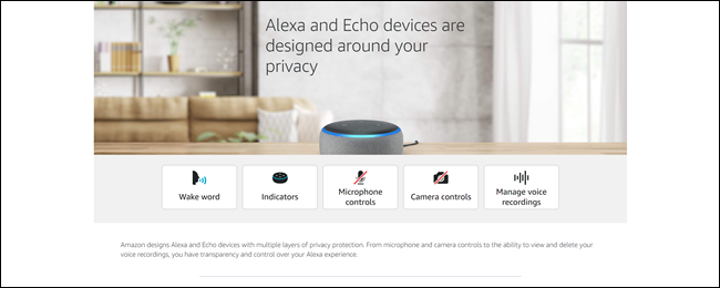 Центр конфиденциальности Alexa, показывающий объяснения о слове активации и индикаторах