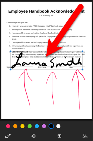Подпись вставлена, её можно переместить и уменьшить