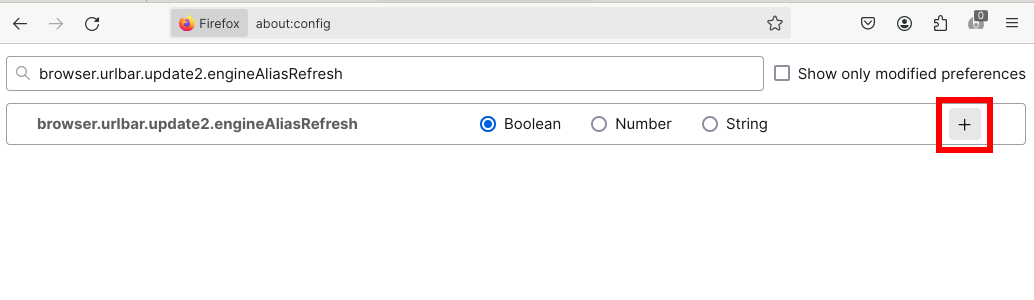 Включение экспериментального параметра в about:config.
