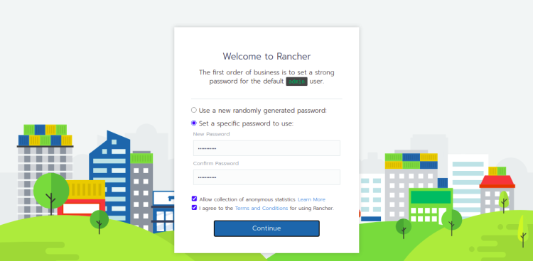 Экран приветствия Rancher
