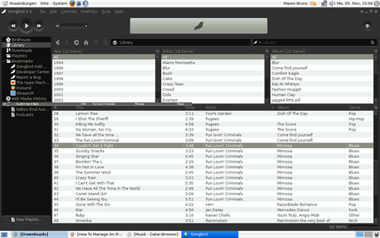 Перетаскивание треков на устройство iPod в Songbird