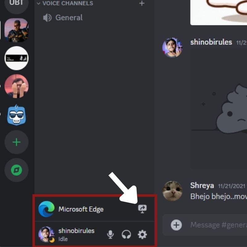 Опция совместного использования экрана в Discord