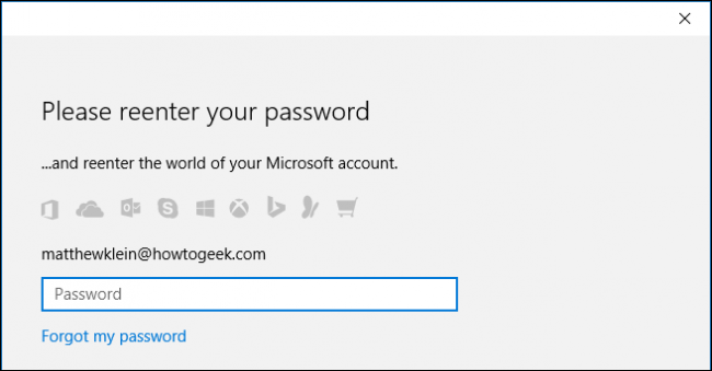 Запрос пароля Microsoft в Windows 10