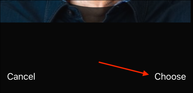 Выберите изображение профиля и нажмите Choose после масштабирования