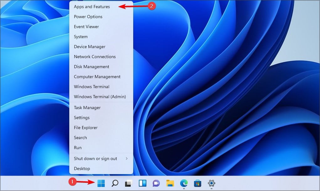 Menu Windows 'App e funzionalità' aperto