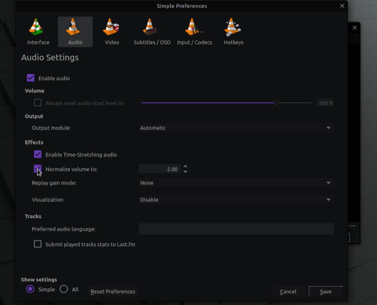 Нормализация звука в VLC на Linux