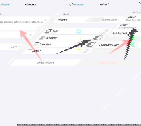 Включение синхронизации контактов для Gmail на iPhone
