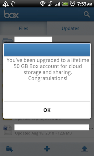 Интерфейс Box c уведомлением о лимите размера файла