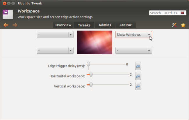 Настройка горячих углов в Workspace