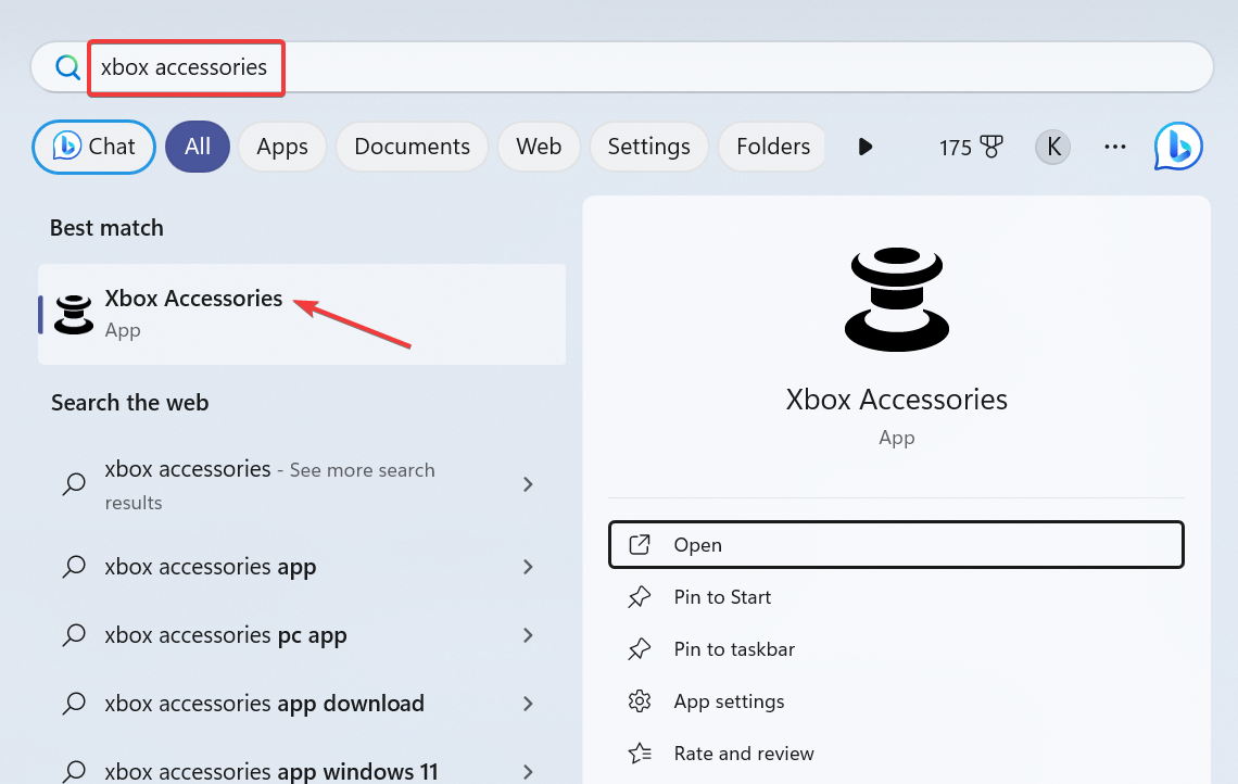 Приложение Xbox Accessories в Microsoft Store
