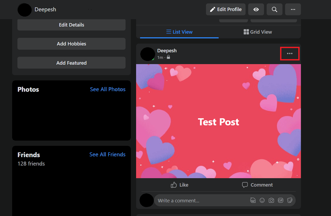 Параметры удаления публикации на сайте Facebook
