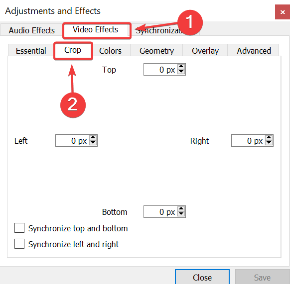 Настройки обрезки видео в VLC