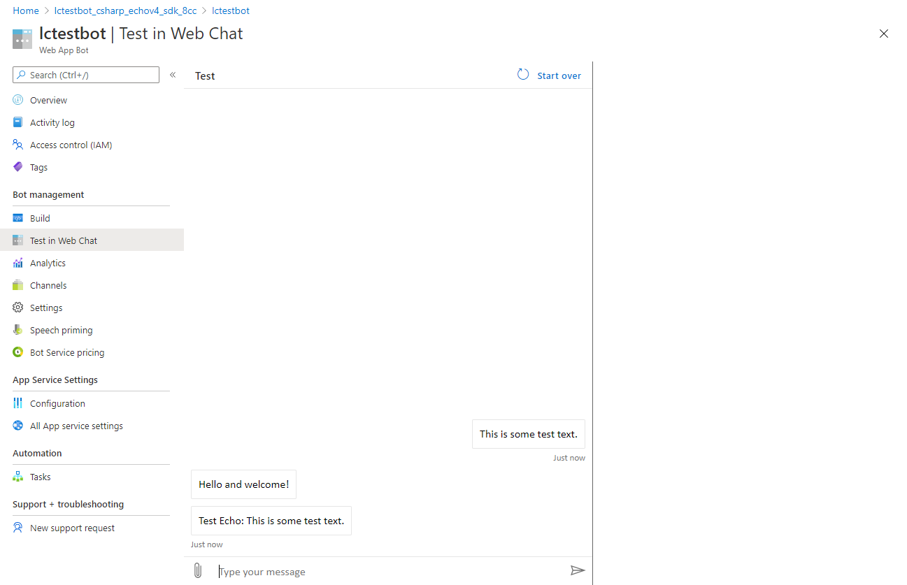 Результат эха с префиксом Test Echo