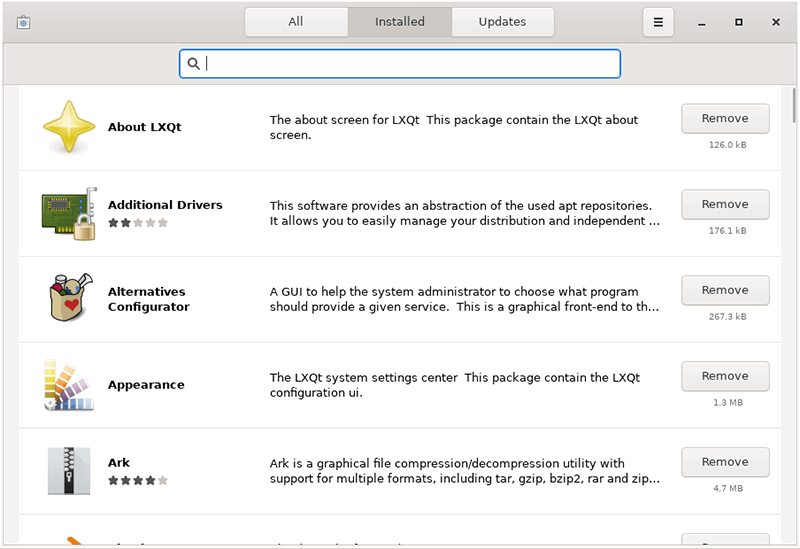 Скриншот GNOME Software с разделом установленных приложений