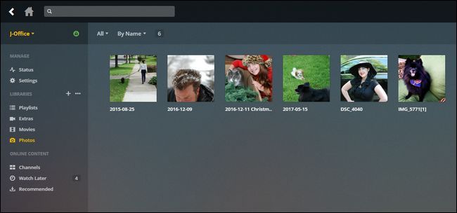 Просмотр папок и миниатюр фотографий в библиотеке Plex