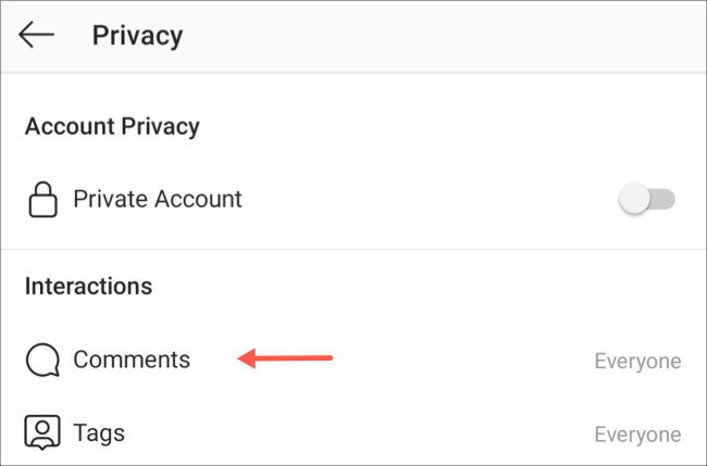 Настройка кто может комментировать в Instagram
