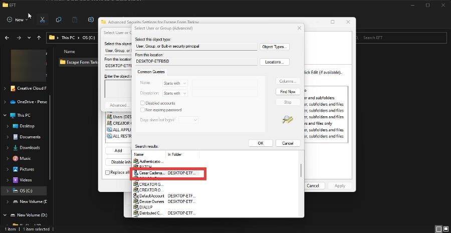 Список пользователей с выделенным именем