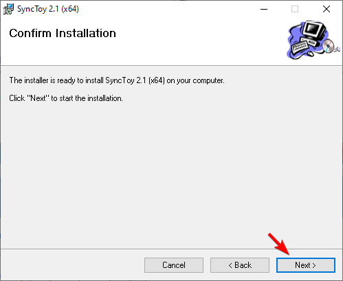 начало установки SyncToy