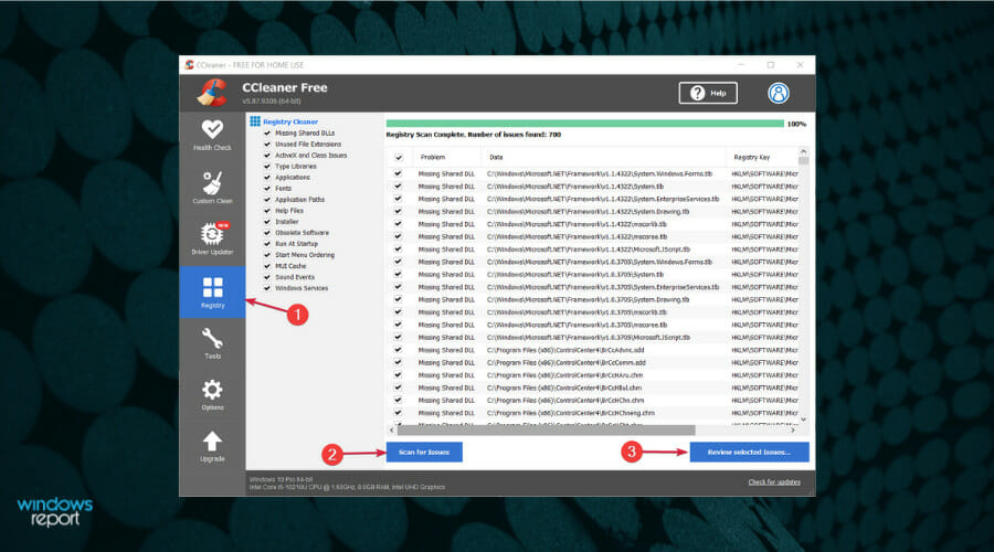 Инструмент исправления реестра
