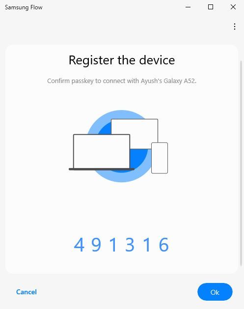 Passkey для спаривания в Samsung Flow