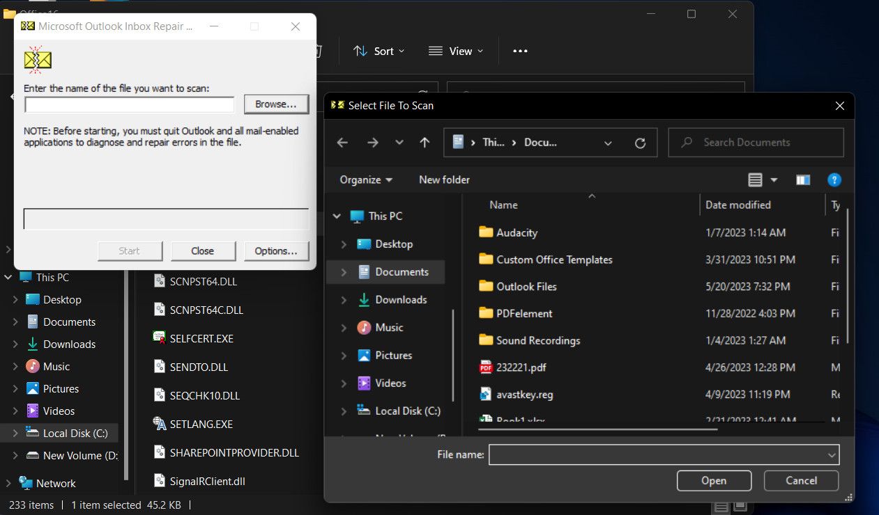 Перейдите к PST-файлу