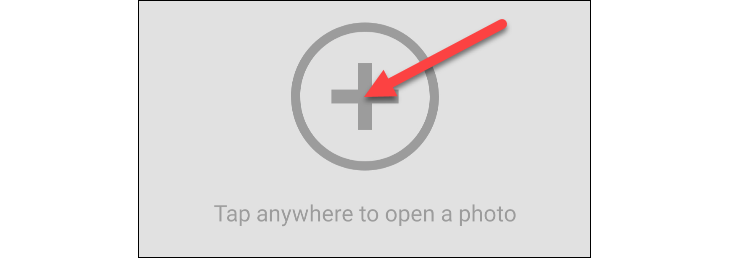 Кнопка добавления фото в Snapseed