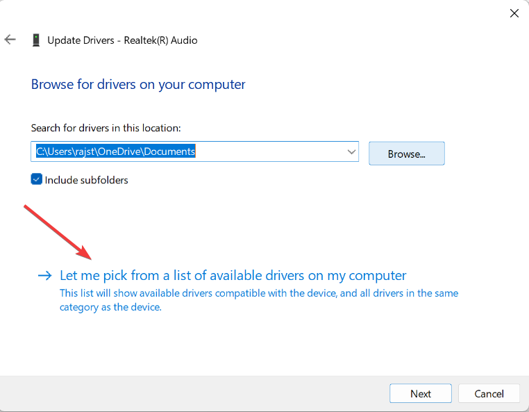 Выбор драйвера из списка