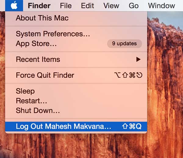 Выход из учётной записи macOS