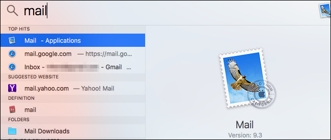 Окно приложения Почта на macOS