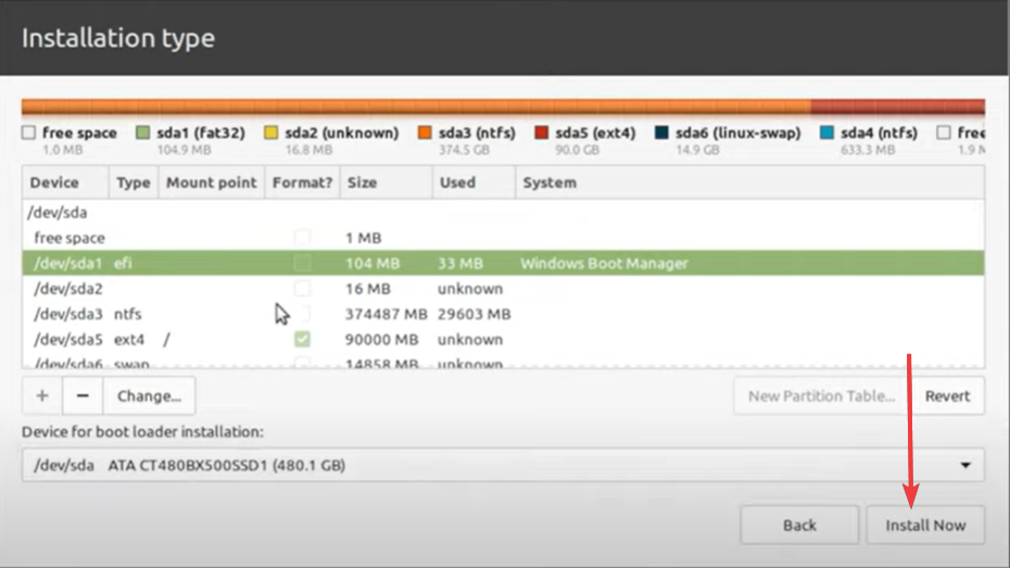 Подтверждение установки Linux Mint — сообщение 'Install now'