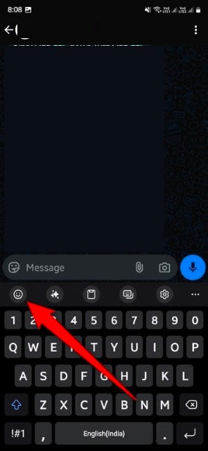 иконка эмодзи на клавиатуре Samsung