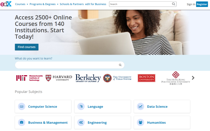 Скриншот страницы курса на edX