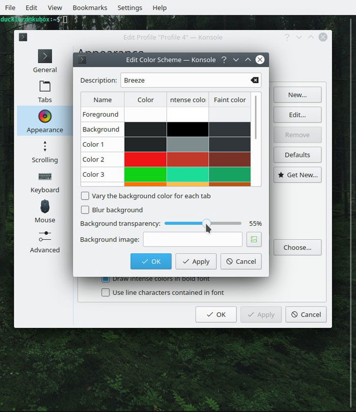 Konsole Wallpaper Add Transparency