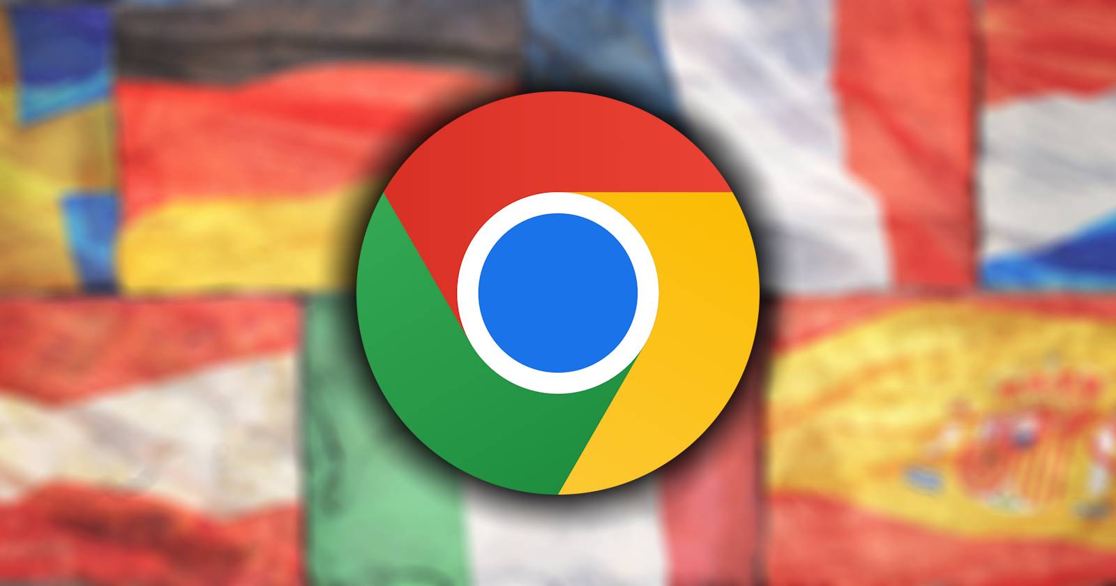 Логотип Google Chrome на фоне флага страны