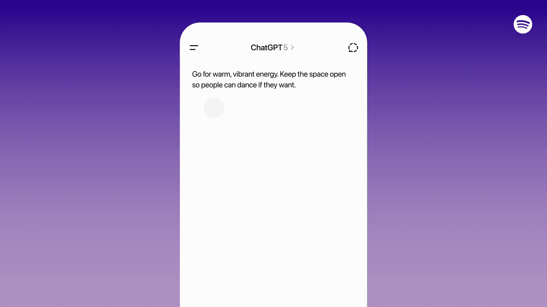 Demostración animada de integración ChatGPT y Spotify