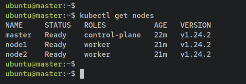 Примеры вывода kubectl get nodes и pods