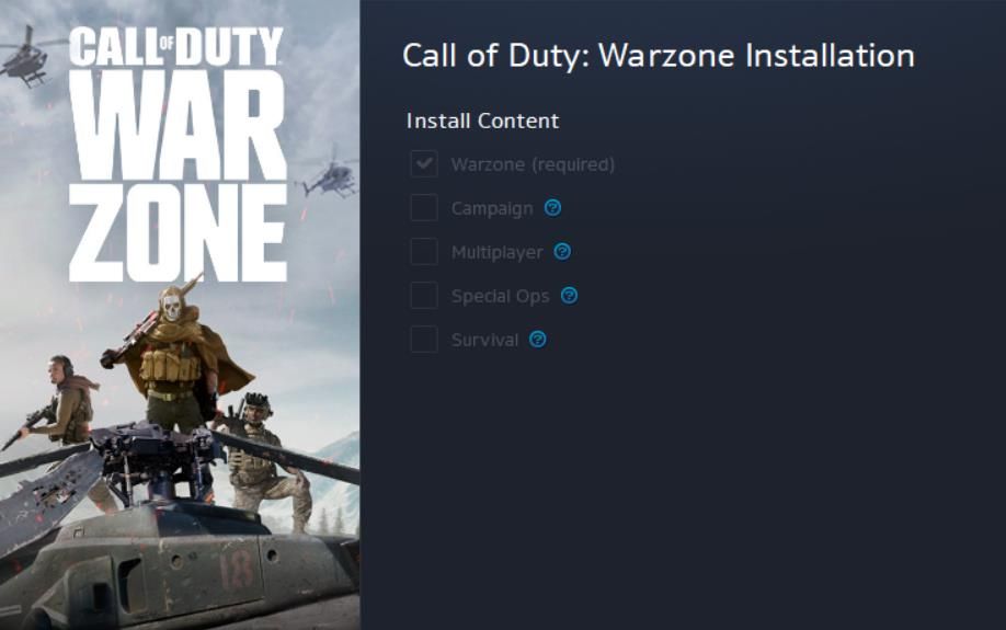 Варианты установки Warzone: Special Ops, Campaign, Survival