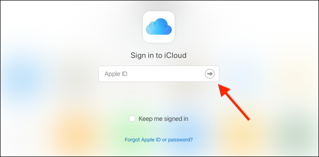 Click on the Next button to log in to iCloud