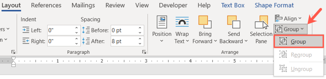 На вкладке Макет нажмите Группировать и выберите Группировать