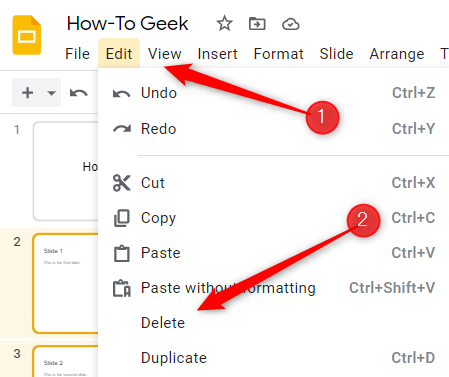 Нажмите Edit, затем Delete.